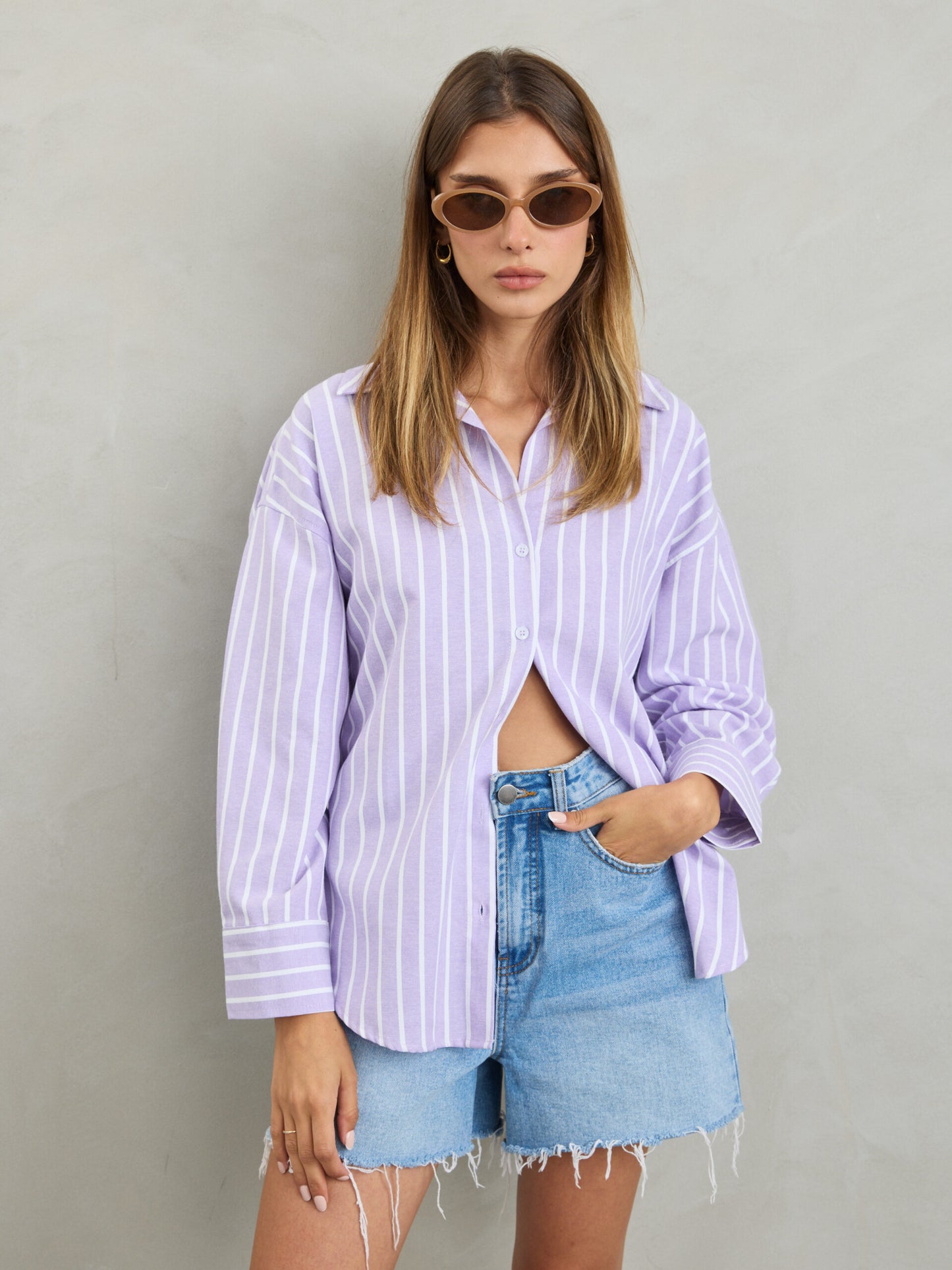 חולצה מכופתרת מרלין | סגול