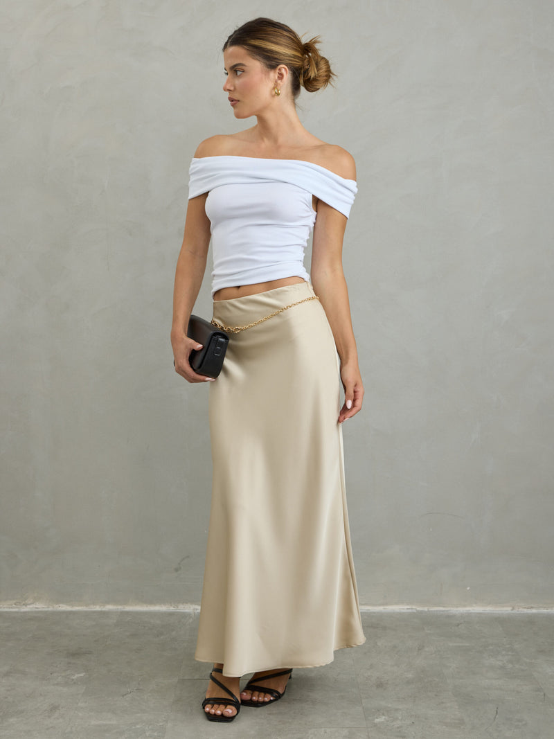 חצאית סאטן מיליה | בז'