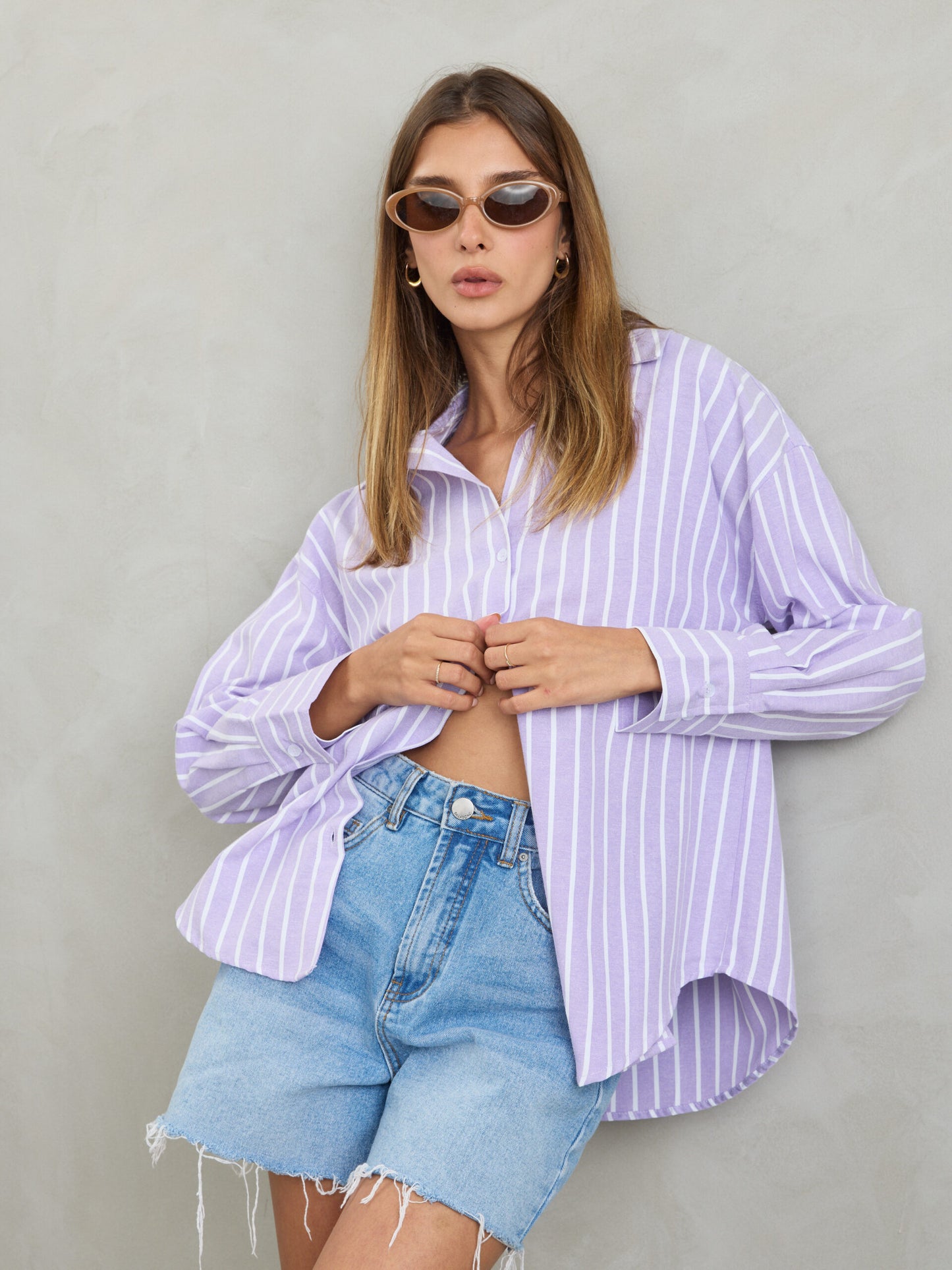 חולצה מכופתרת מרלין | סגול