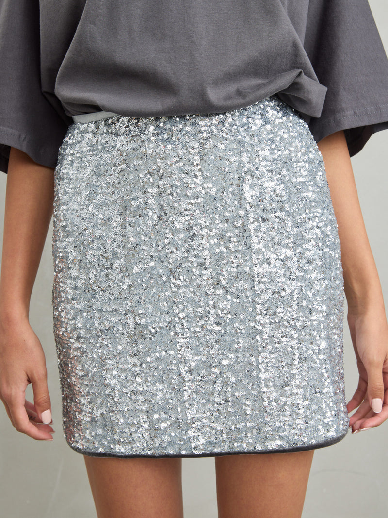 חצאית פייטים איימי | כסף