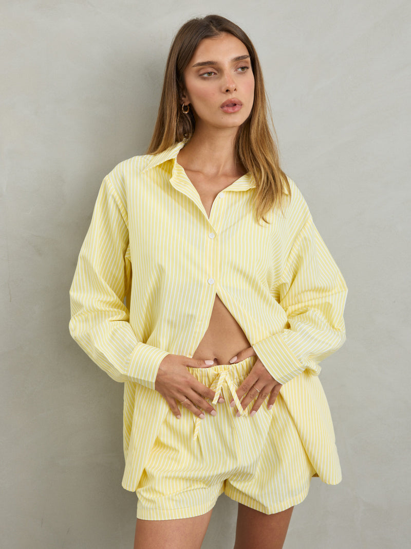 חולצה מכופתרת פסים אלין | צהוב