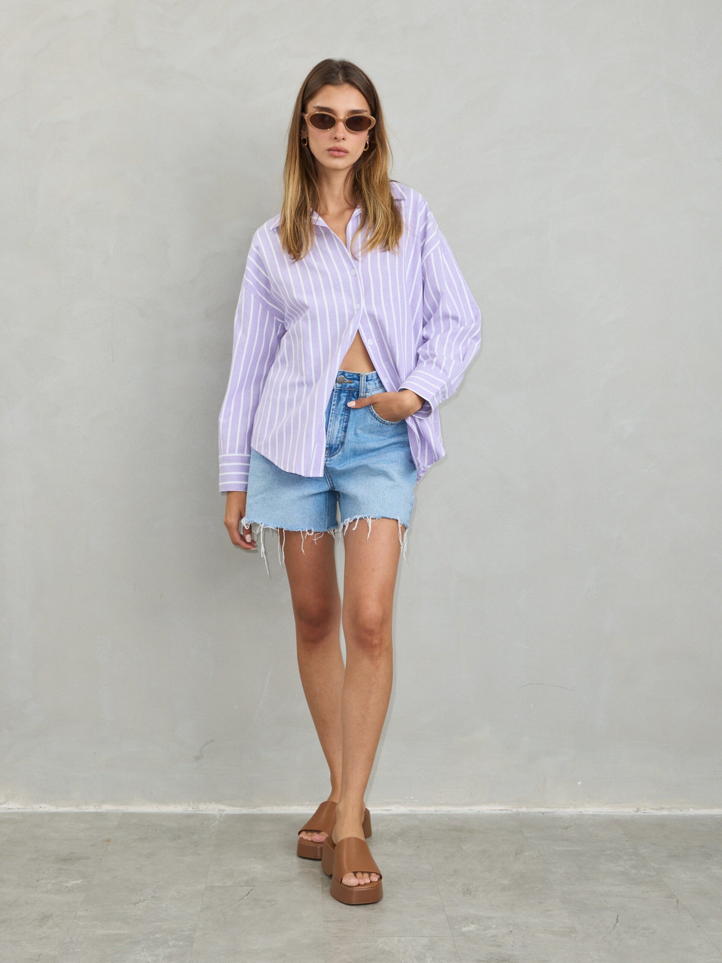 חולצה מכופתרת מרלין | סגול