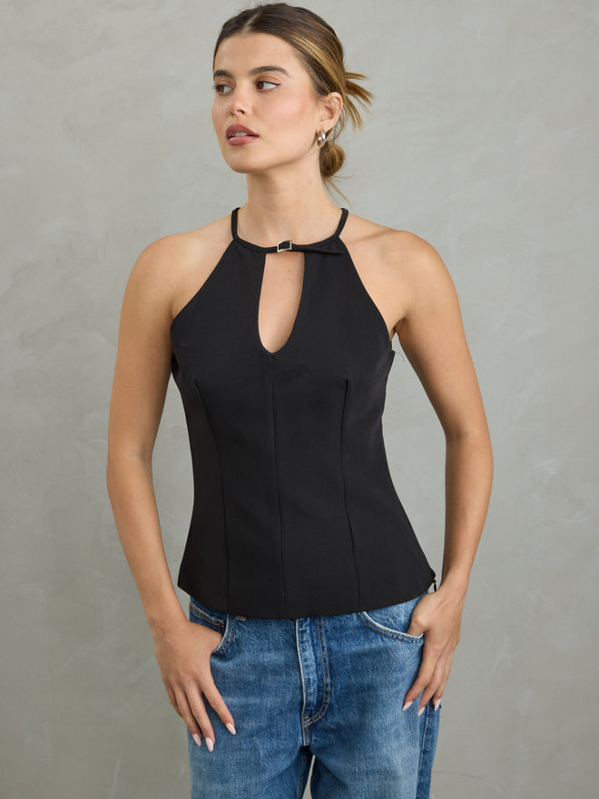 גופיית קולר לנשים שחורה