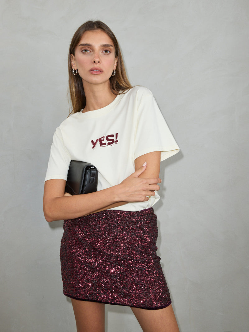 חצאית פייטים איימי | אדום