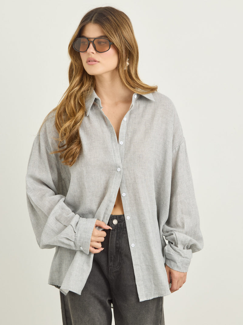 חולצה מכופתרת משבצות היילי | אפור