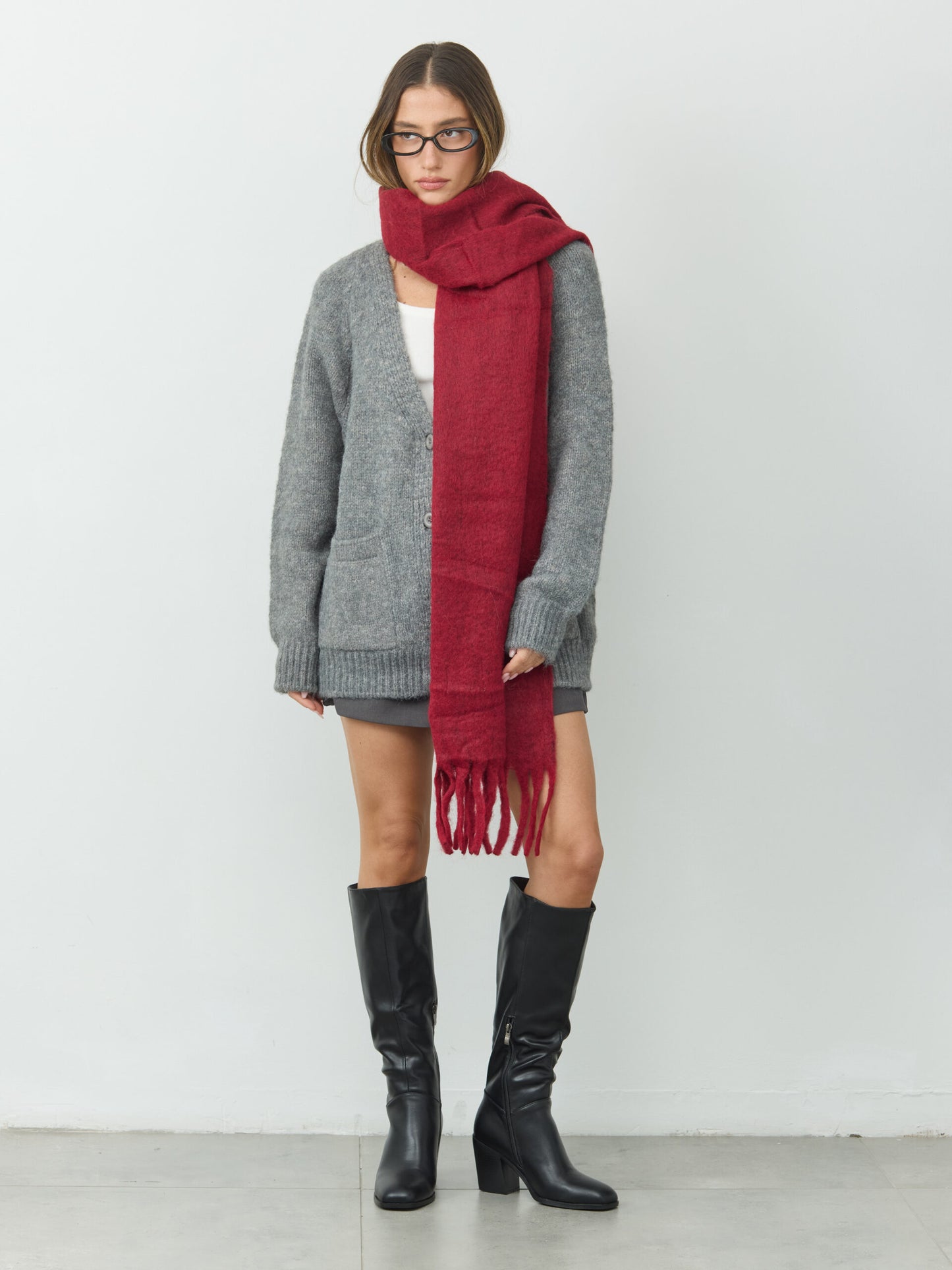 צעיף צמר | בורדו