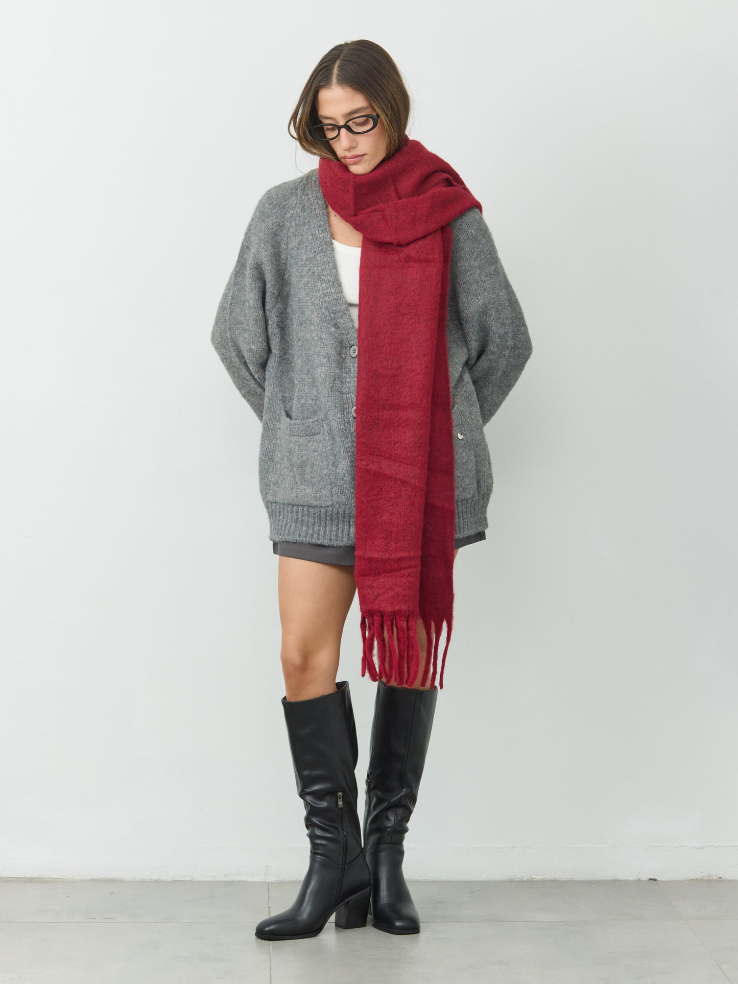 צעיף צמר | בורדו