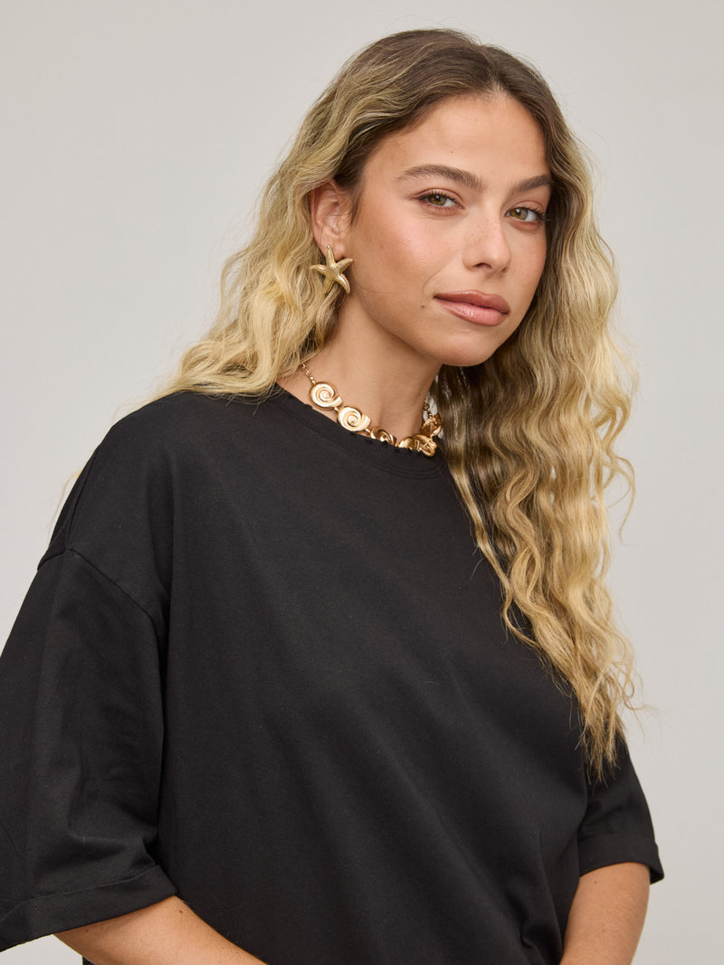 טישירט בייסיק אוברסייז היידן | שחור