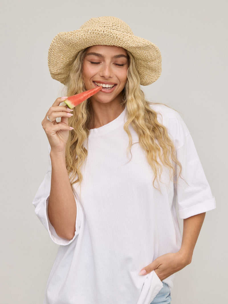 טישירט בייסיק אוברסייז היידן | לבן