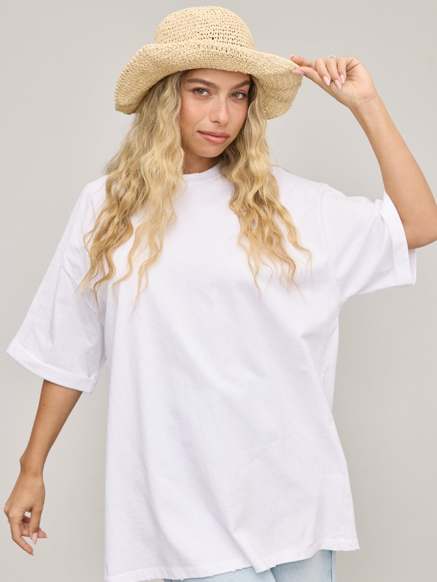 טישירט בייסיק אוברסייז היידן | לבן