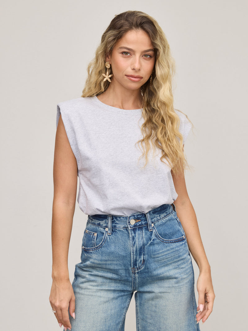 גופיית בייסיק עם כריות כתף מורי | אפור