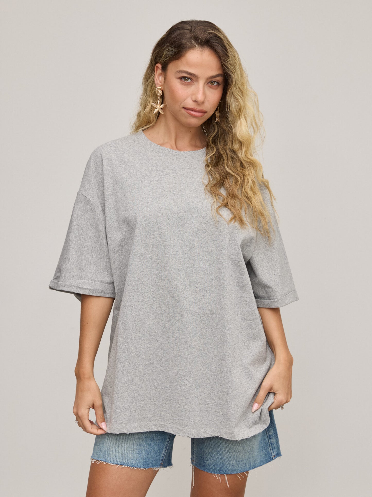 טישירט בייסיק אוברסייז היידן | אפור