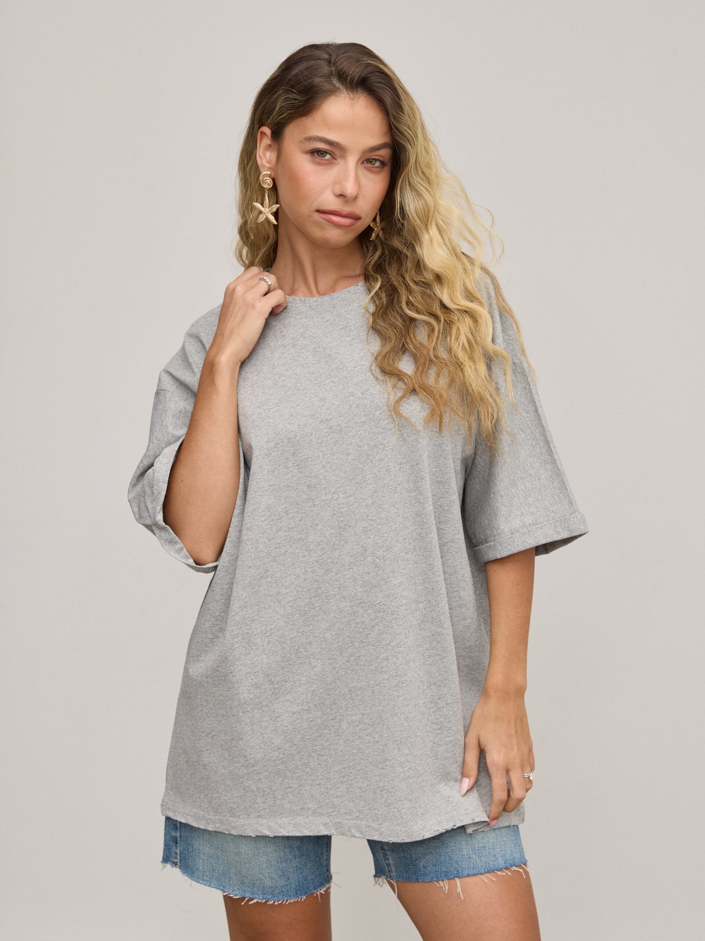 טישירט בייסיק אוברסייז היידן | אפור