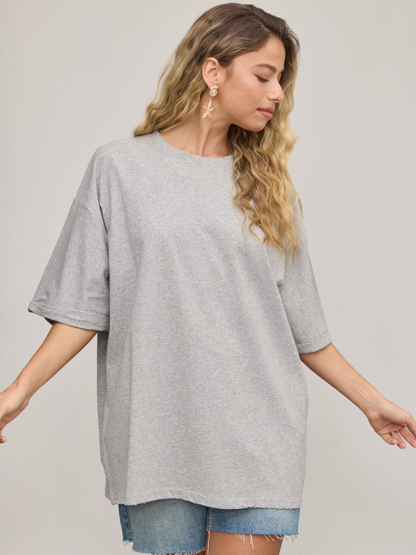 טישירט בייסיק אוברסייז היידן | אפור