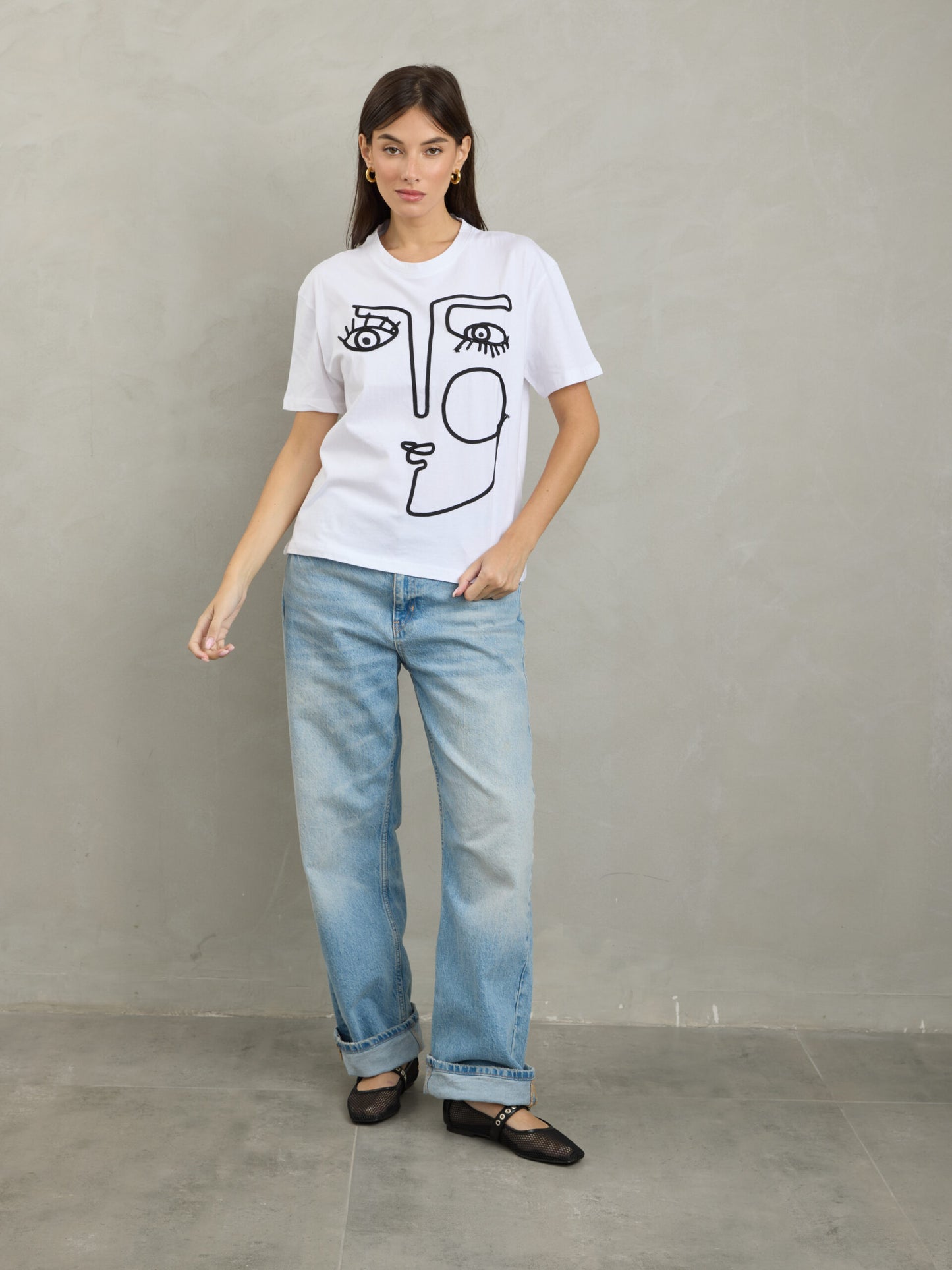 טישירט הדפס  אדה | לבן