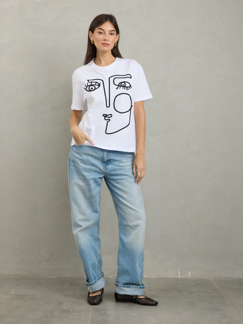 טישירט הדפס  אדה | לבן