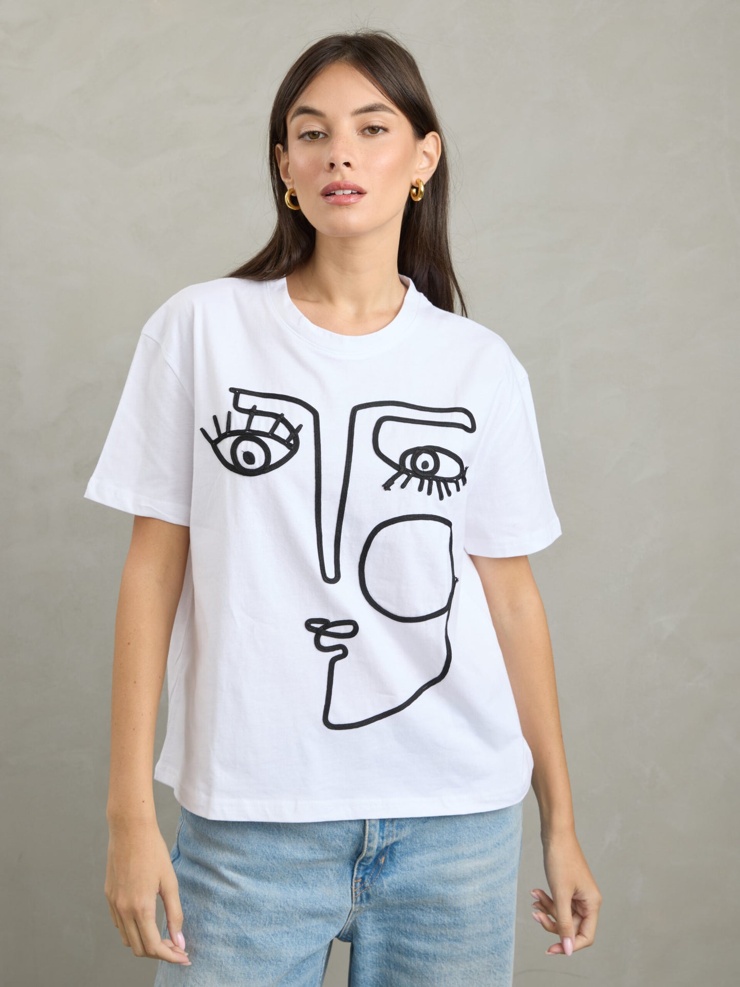 טישירט הדפס  אדה | לבן