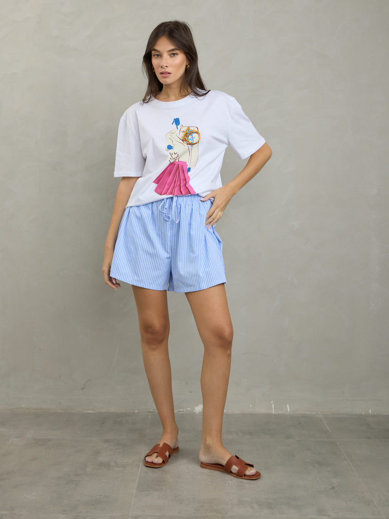 טישירט הדפס  רוזלי | לבן