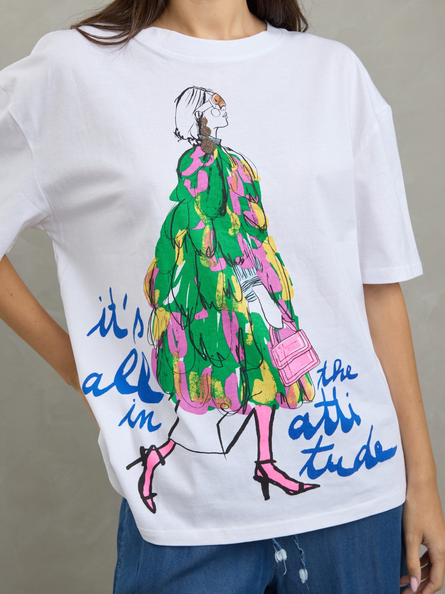 טישירט הדפס  פרן | לבן