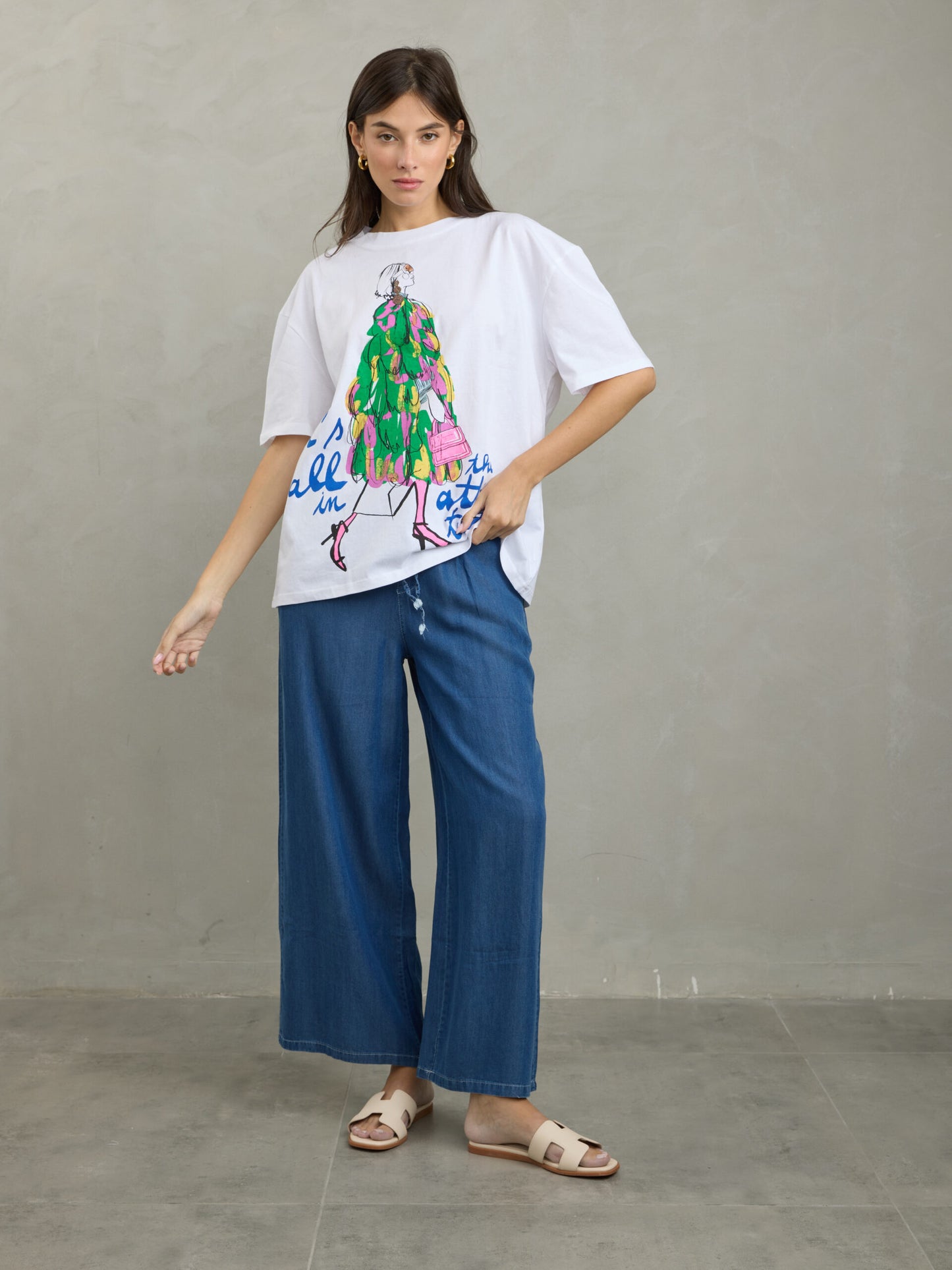 טישירט הדפס  פרן | לבן