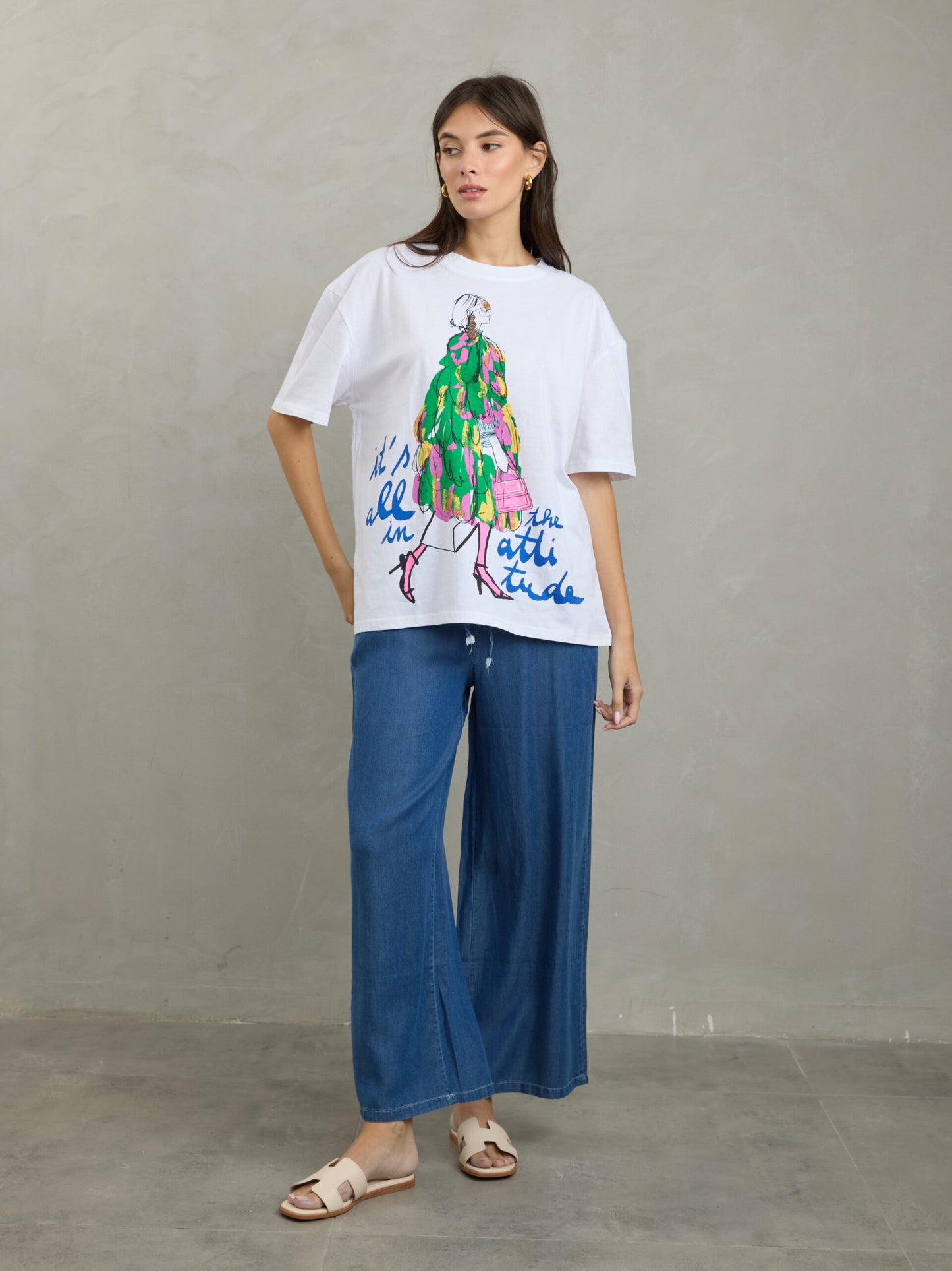 טישירט הדפס  פרן | לבן