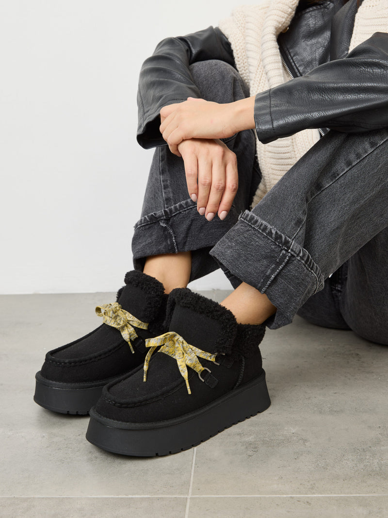 מגפוני פרווה פפיון סנואי | שחור