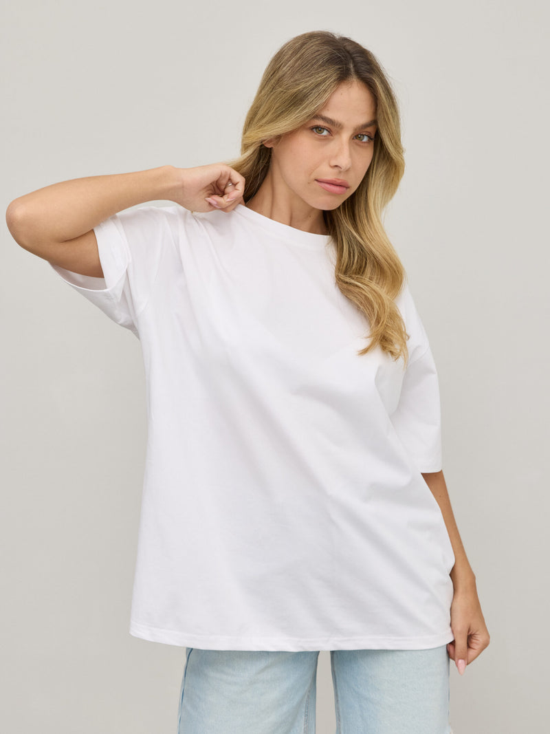 טישירט בייסיק אוברסייז נואלי | לבן