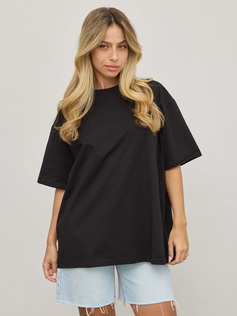 טישירט בייסיק אוברסייז נואלי | שחור