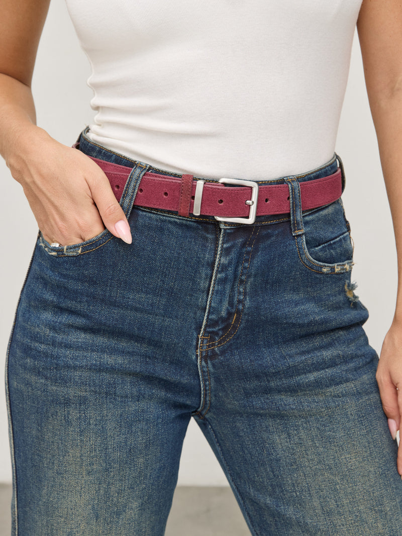 חגורת דמוי זמש סיימון | בורדו