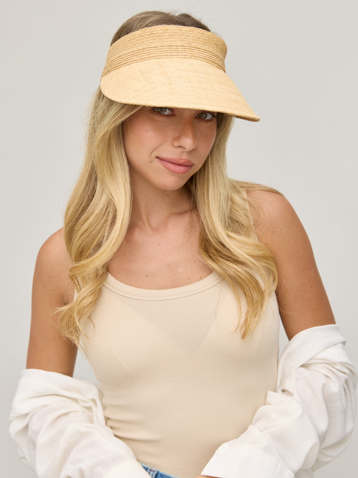 כובע מצחייה קש פרל | בז'