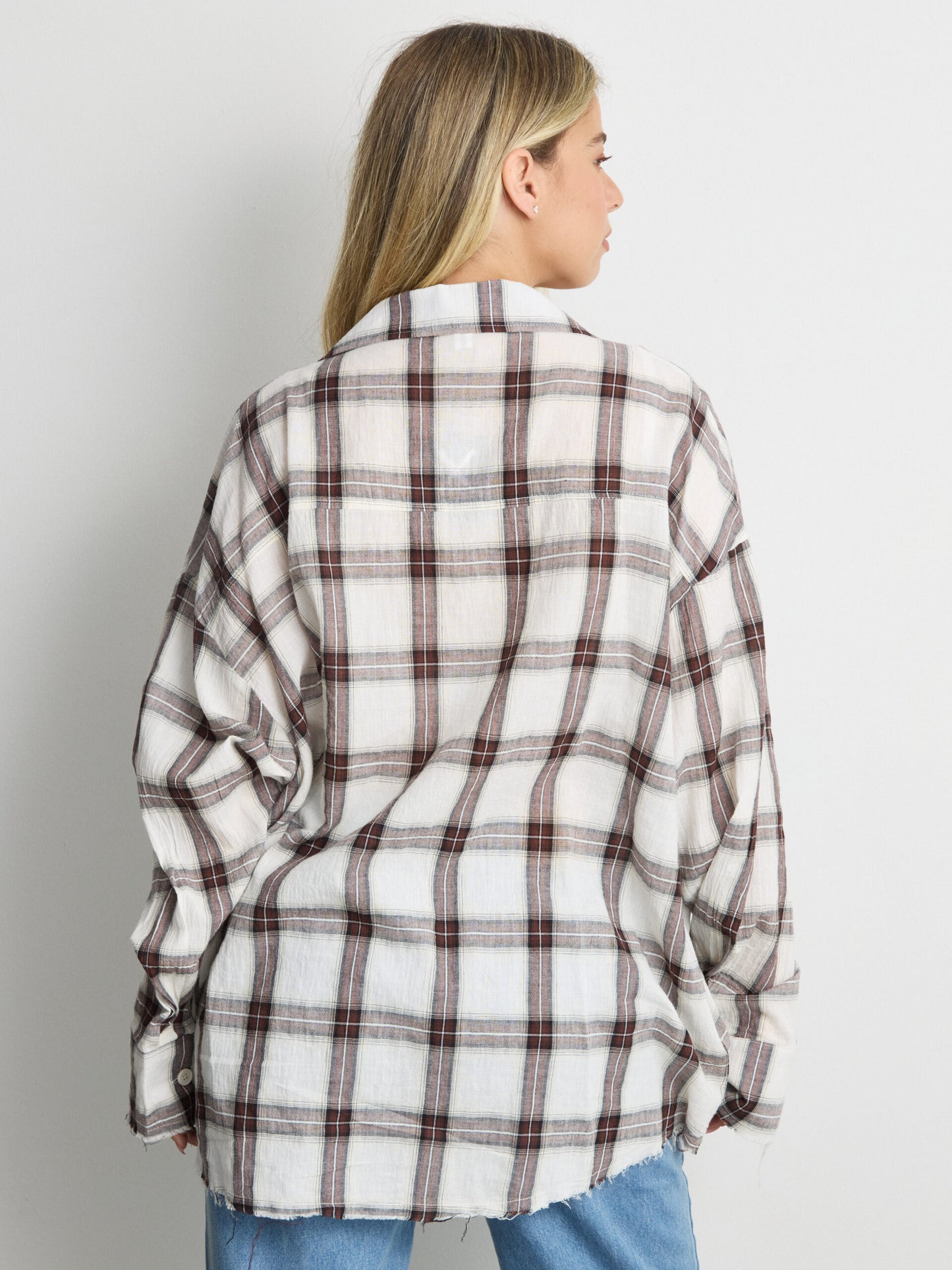 חולצה מכופתרת משבצות סליי | בורדו