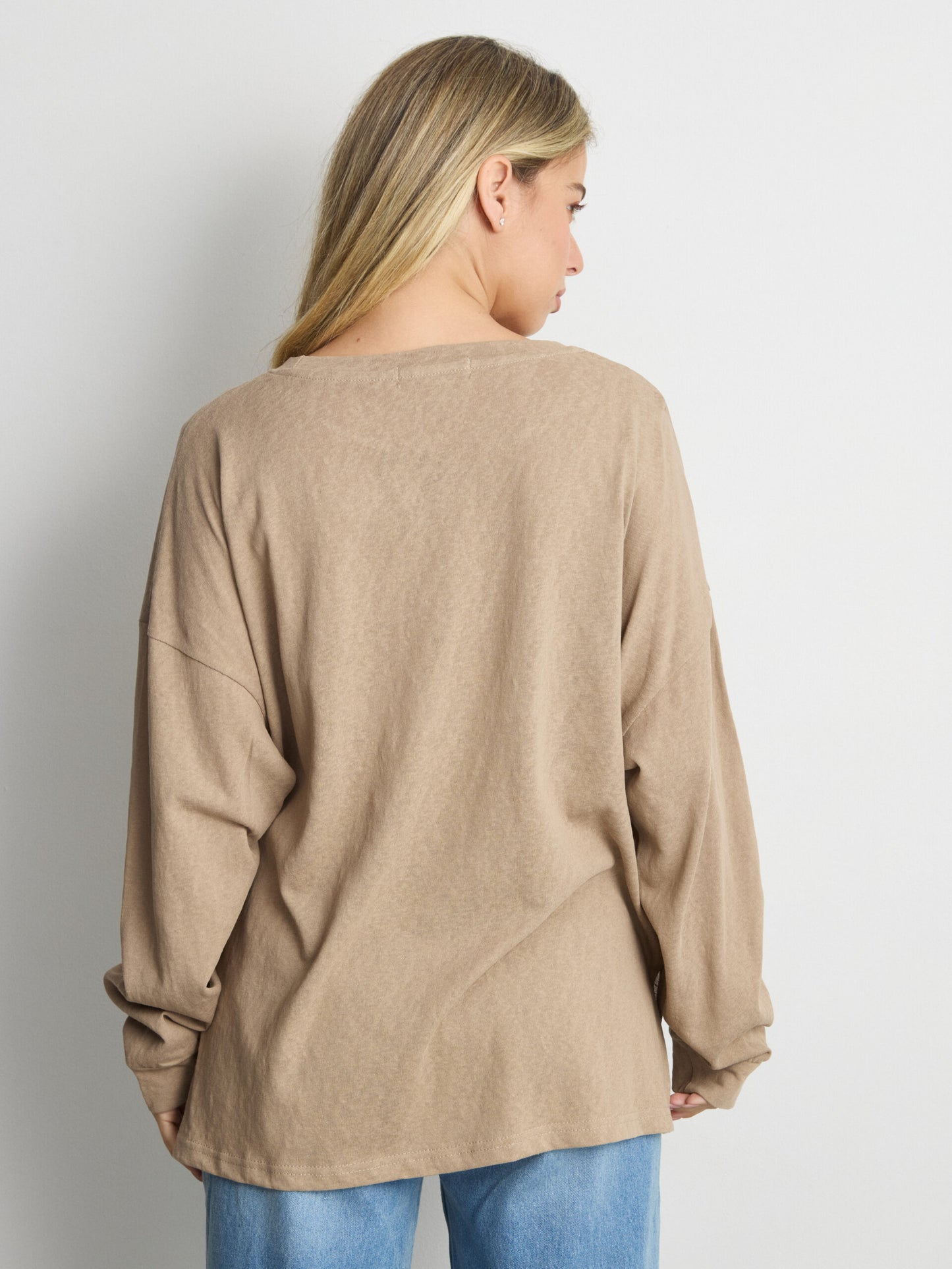 טישירט שרוול ארוך אוברסייז פגי | חאקי