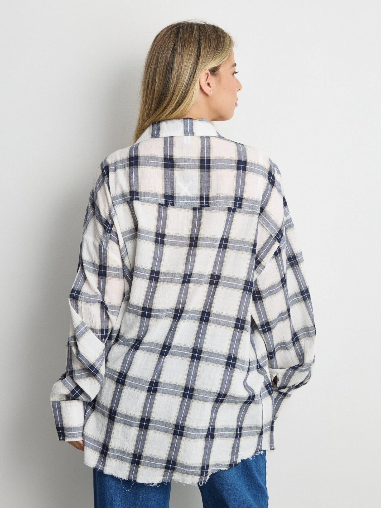 חולצה מכופתרת משבצות סליי | כחול