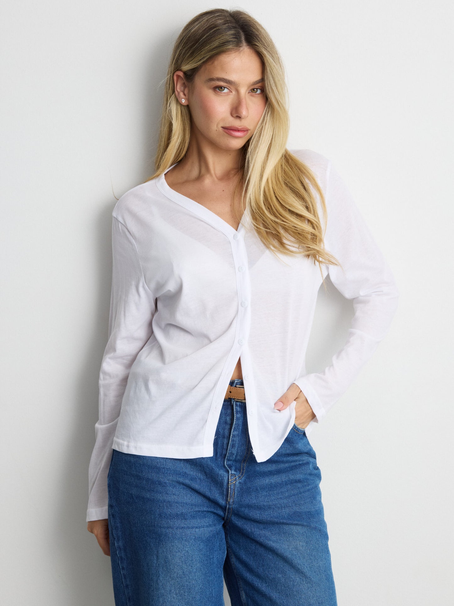 מכופתרת טריקו טולי | לבן