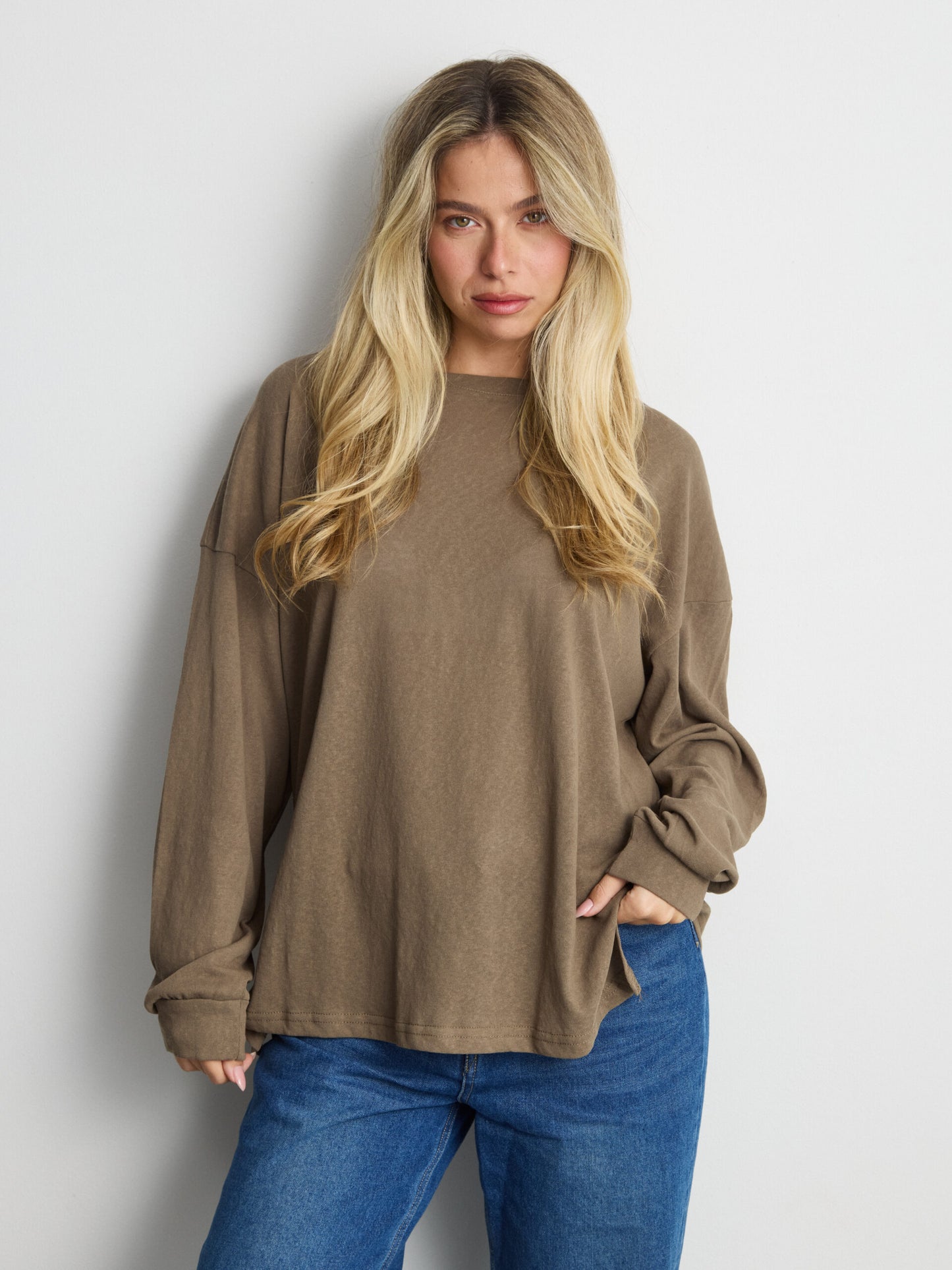 טישירט שרוול ארוך אוברסייז פגי | ירוק