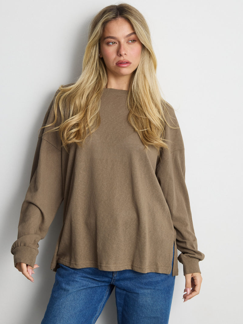 טישירט שרוול ארוך אוברסייז פגי | ירוק