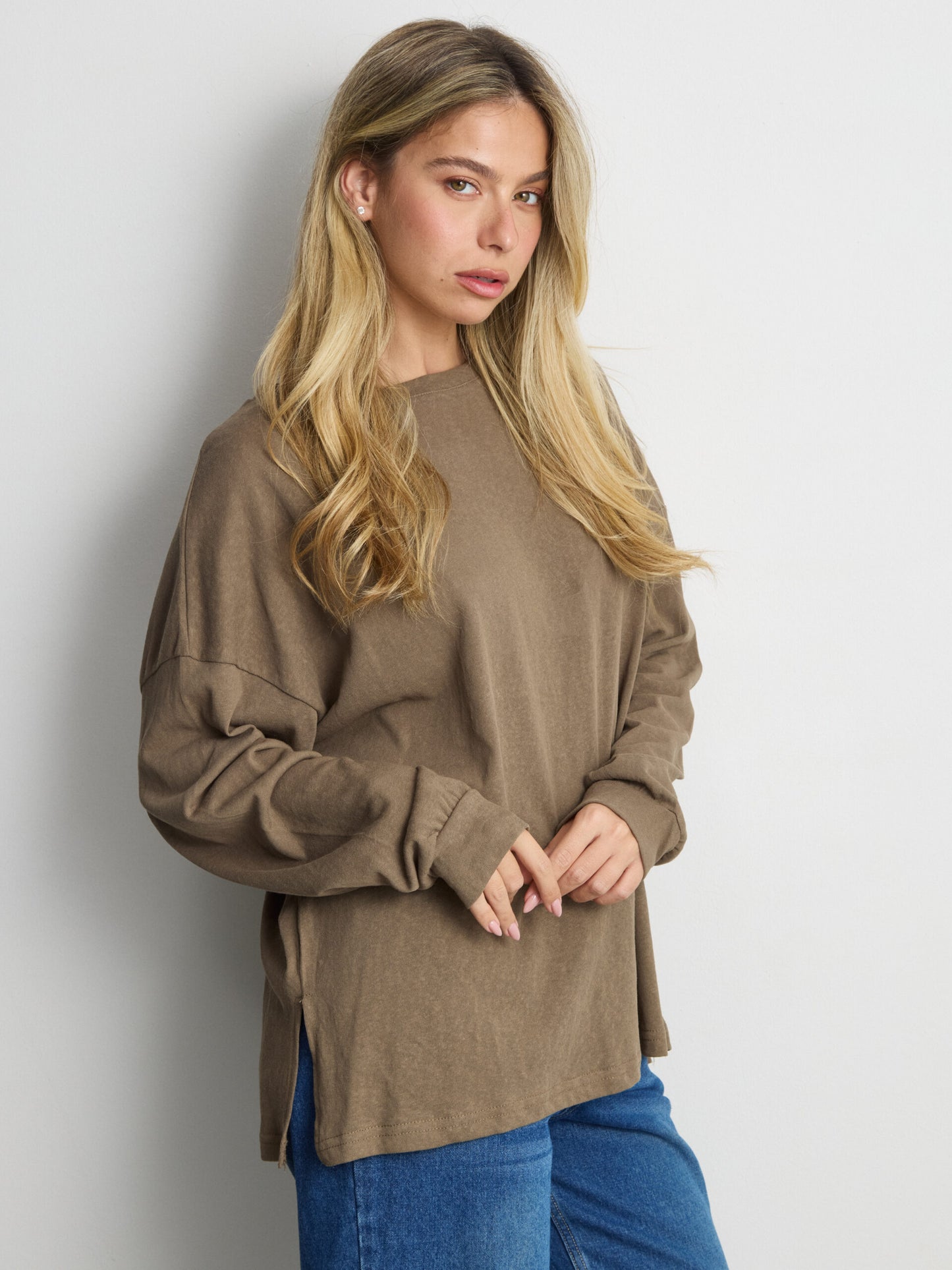 טישירט שרוול ארוך אוברסייז פגי | ירוק