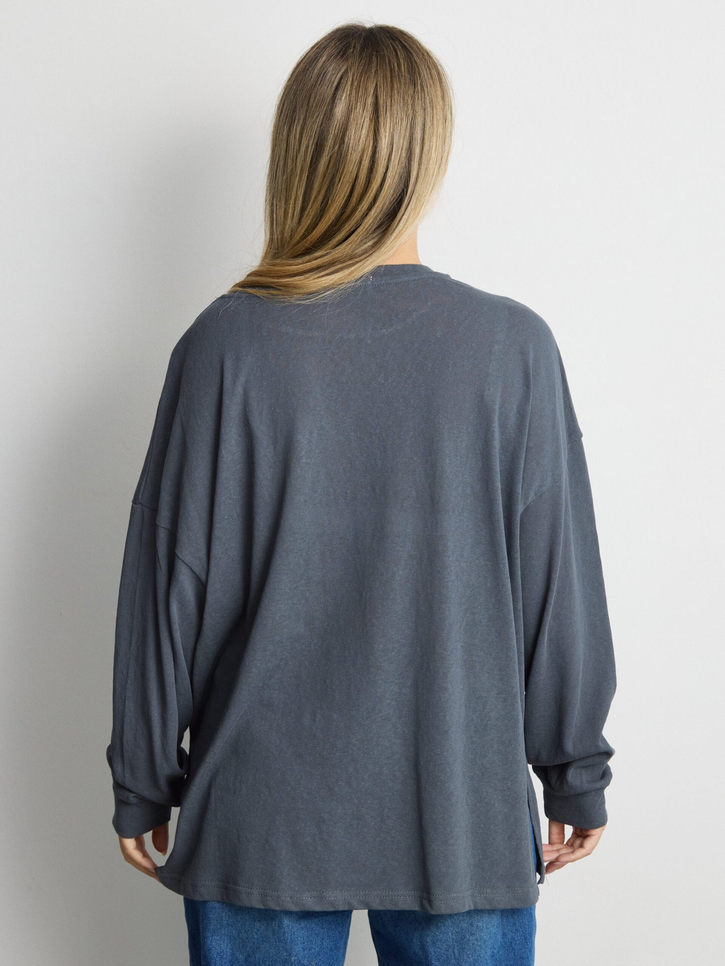 טישירט שרוול ארוך אוברסייז פגי | כחול