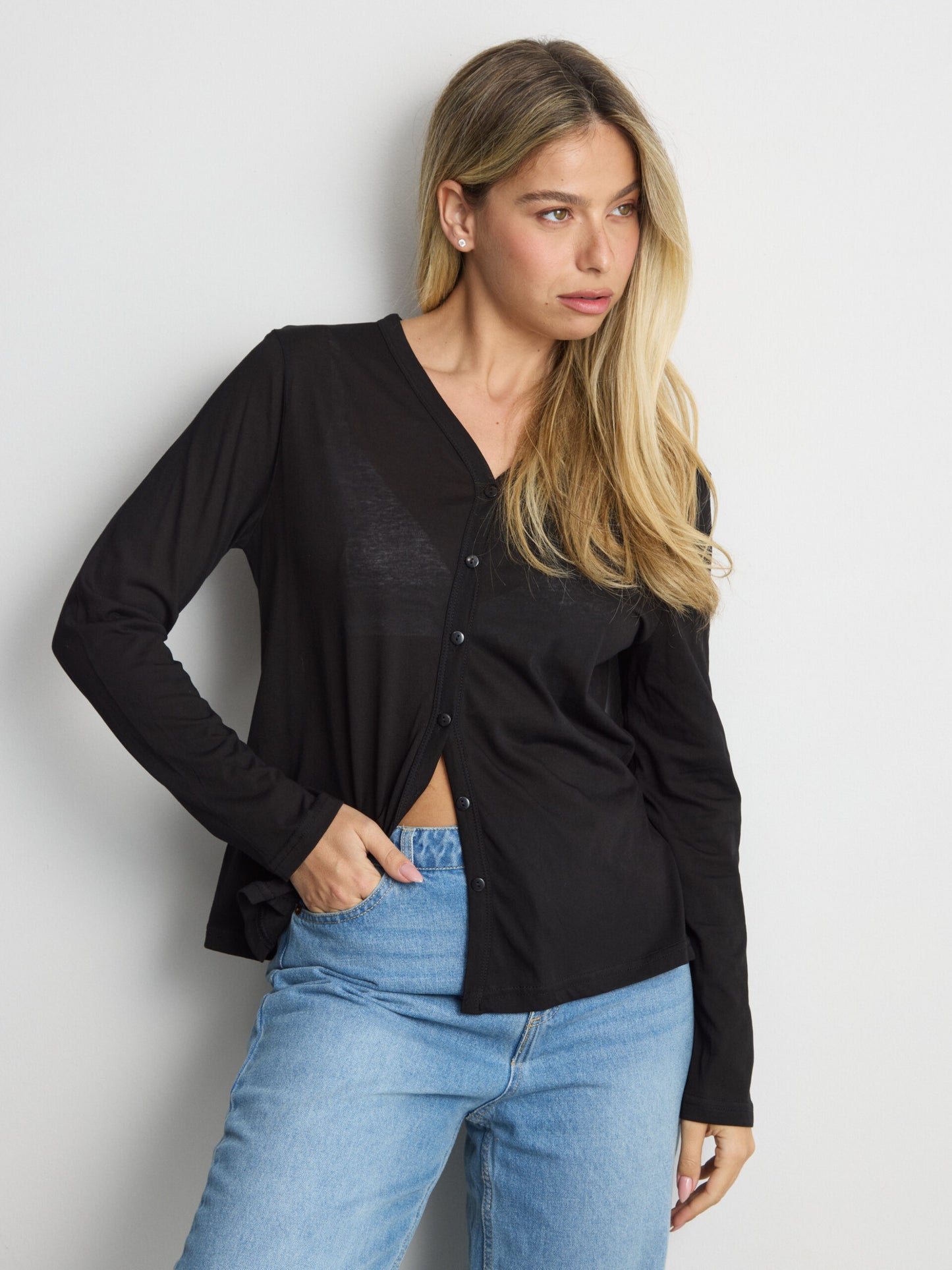 מכופתרת טריקו טולי | שחור