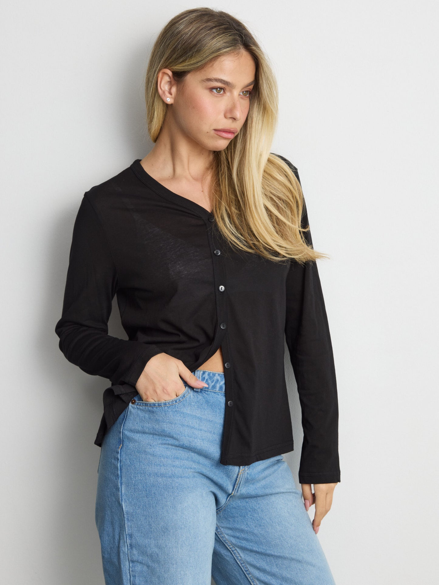 מכופתרת טריקו טולי | שחור