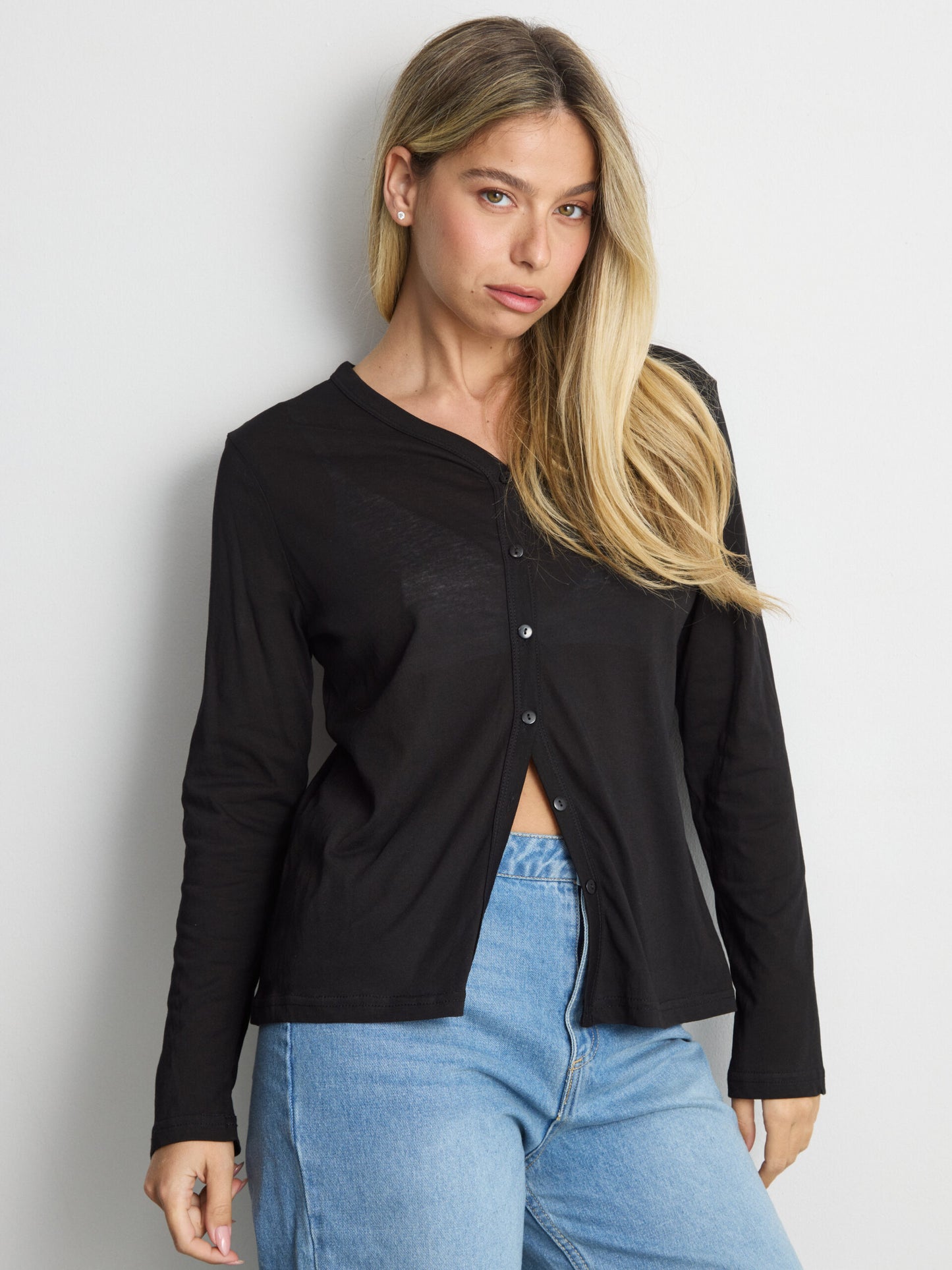 מכופתרת טריקו טולי | שחור