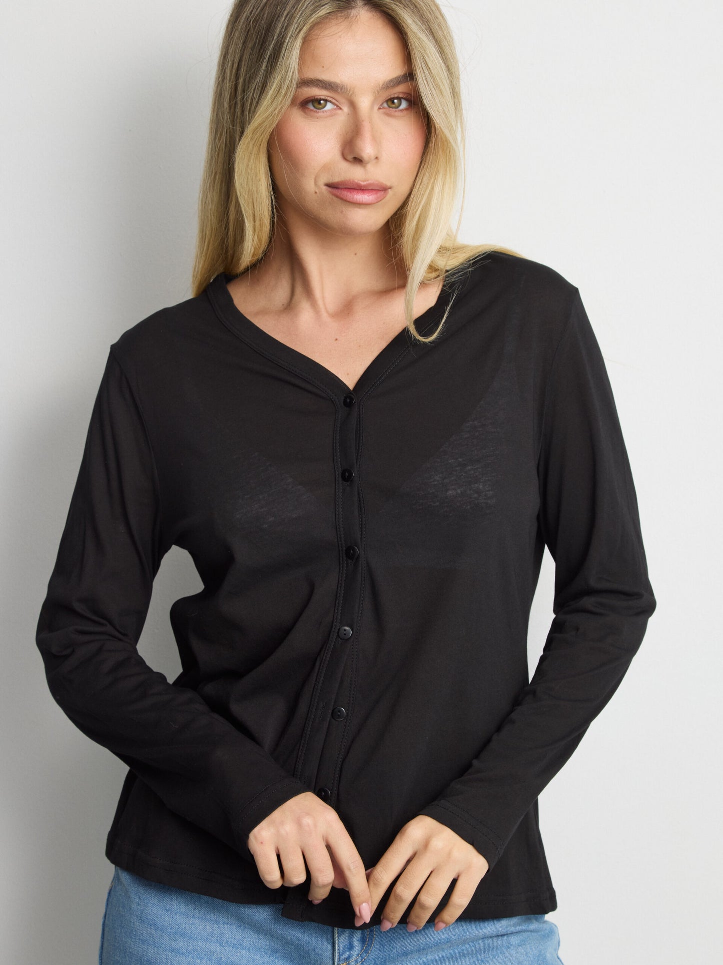 מכופתרת טריקו טולי | שחור