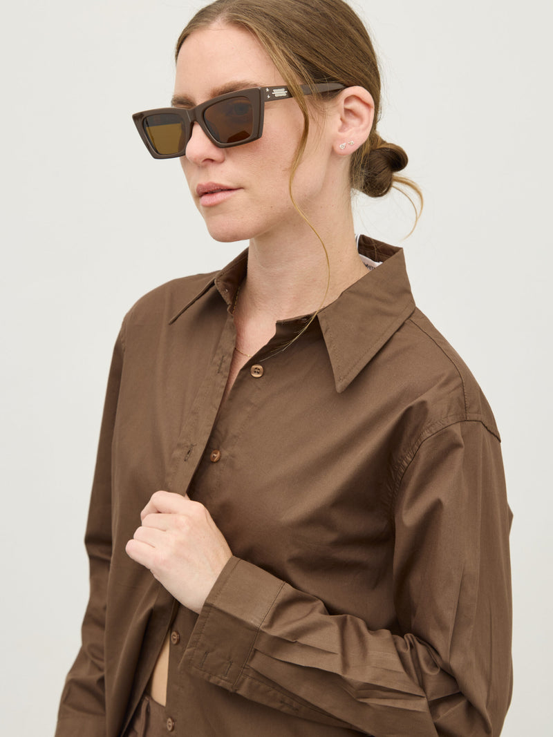 חולצה מכופתרת לונה | חום