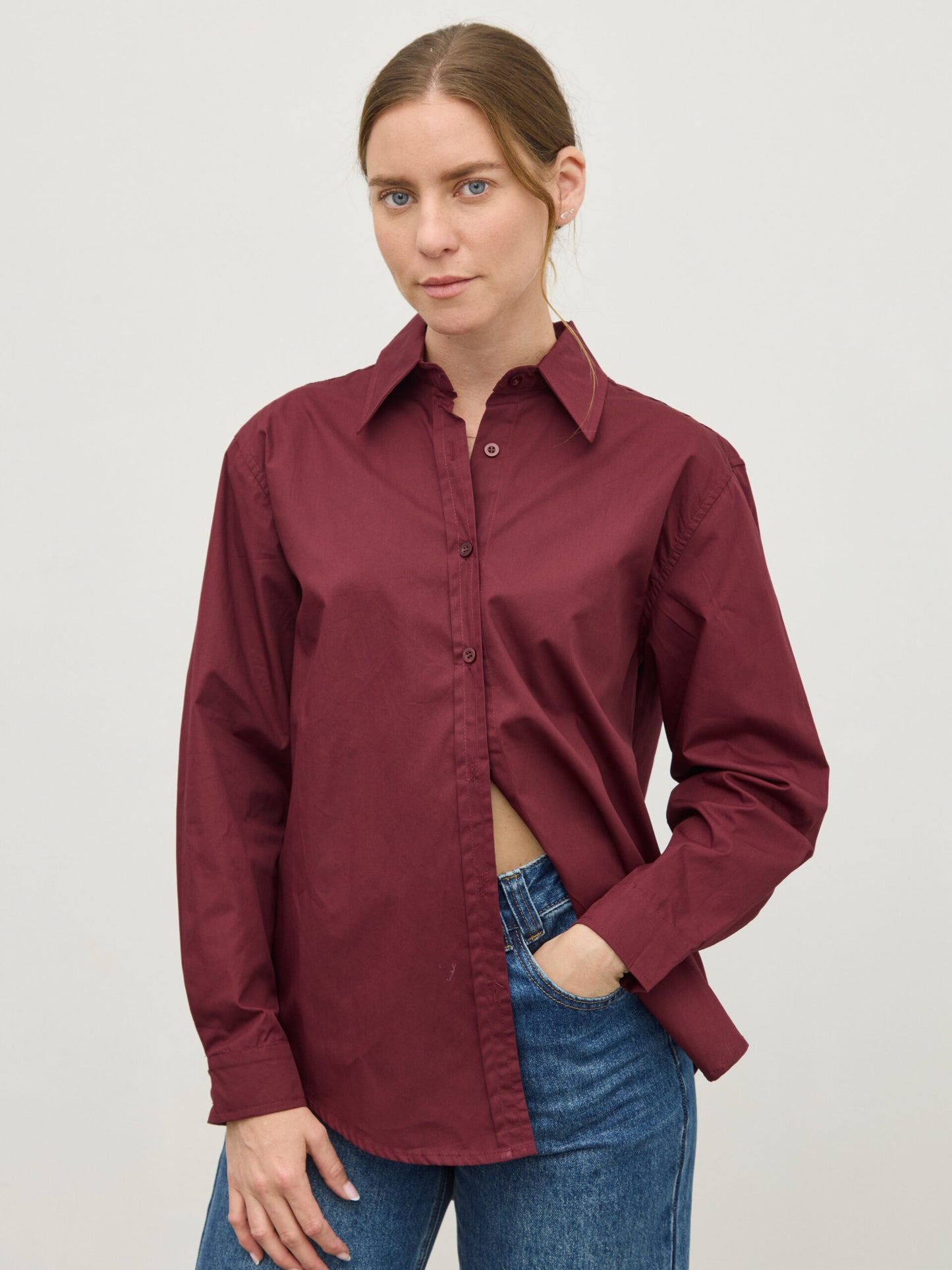 חולצה מכופתרת לונה | בורדו