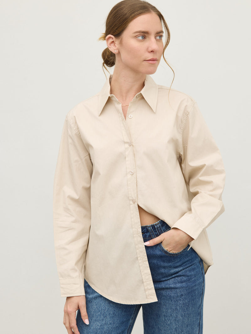 חולצה מכופתרת לונה | בז'