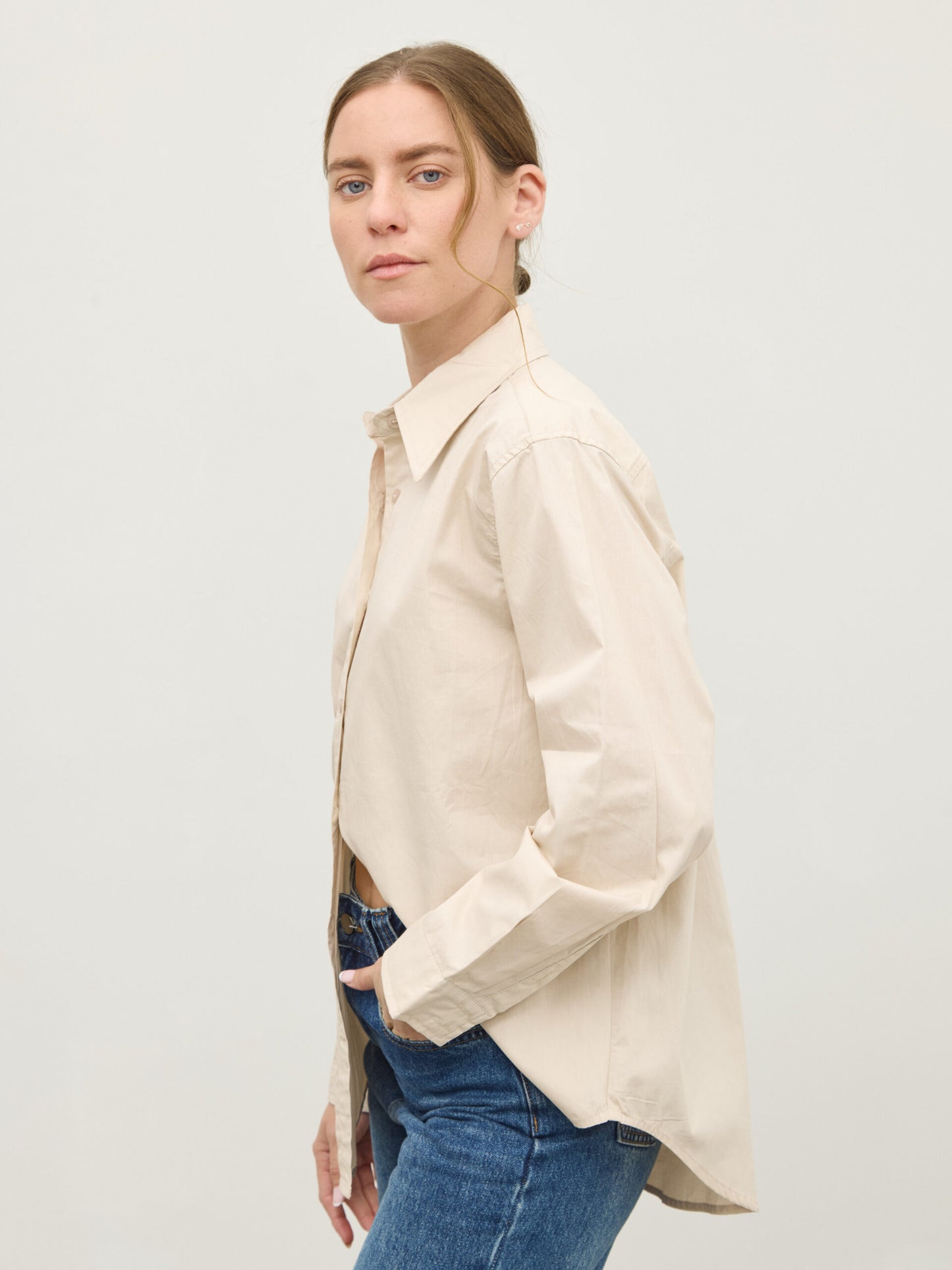 חולצה מכופתרת לונה | בז'