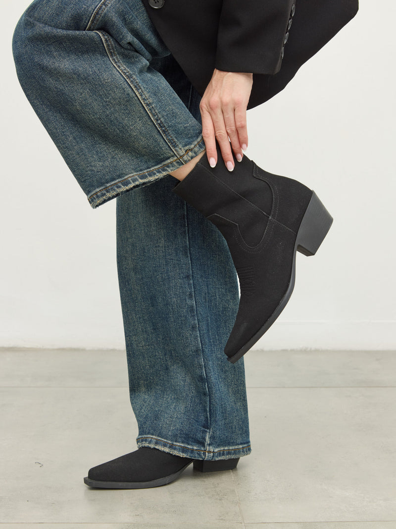 מגפוני בוקרים דמוי זמש בנזי | שחור