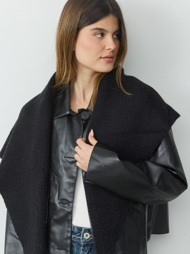 צעיף סרוג משולש | שחור