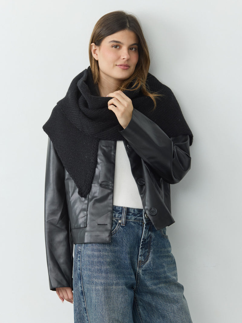 צעיף סרוג משולש | שחור