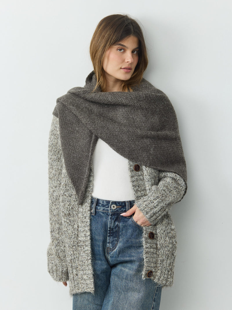 צעיף סרוג משולש | אפור